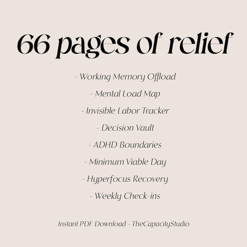 ADHD Mental Load System, Printable PDF Planner for Executive Dysfunction, Brain Dump, Decision Vault, Permission Slips, Instant Download image 8