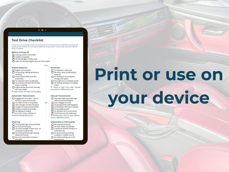 Used Car Test Drive Checklist.pdf Used Car Test Drive Checklist – Vehicle Inspection Guide (printable PDF ...