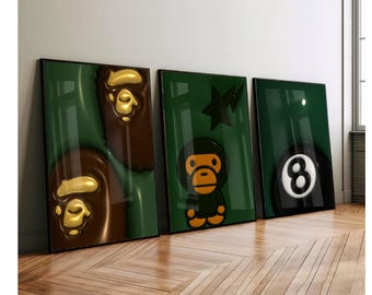 Hypebeast Kaws Poster Set fit In Green Wall art : Trendy 3D Room Decor (Digital Download 14)