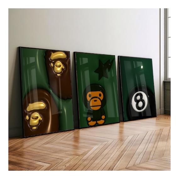 Hypebeast Kaws Poster Set fit In Green Wall art : Trendy 3D Room Decor (Digital Download 14)
