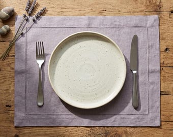 Mauve Linen Placemats (Set of 4) 14"x18" inch, Linen Table Mats, Dinner Table Decor, 100% Linen