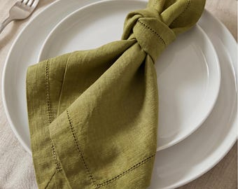 Tovaglioli di lino ecologici di colore verde, allestimento della tavola in lino, biancheria da tavola rustica per matrimoni.