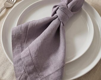 Tovaglioli di lino color malva – Decorazioni per la tavola nuziale color viola polvere, lino europeo, set da pranzo romantico ed elegante