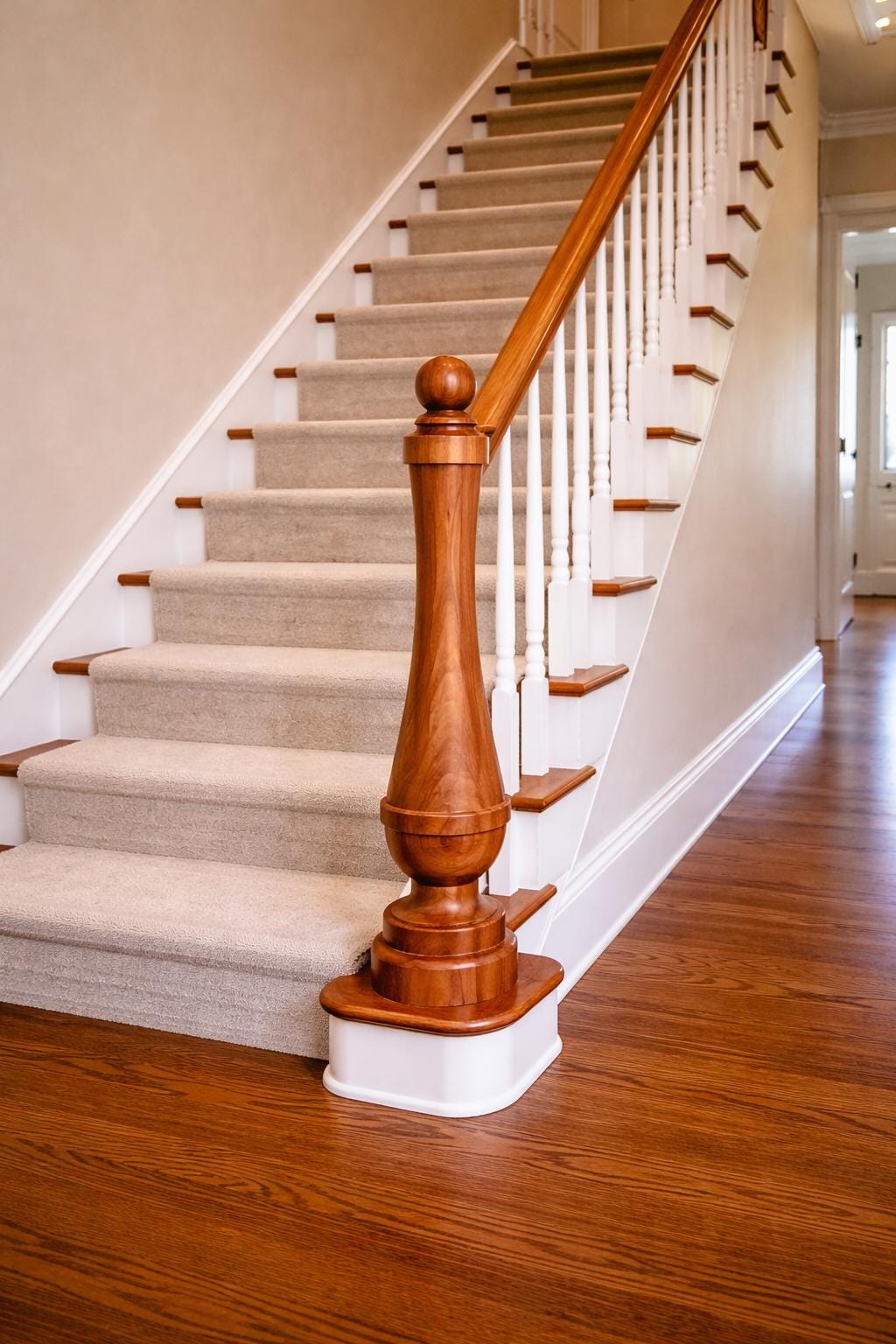 Wooden Newel Post for Custom Stair – Round Turned Staircase Posts - Etsy