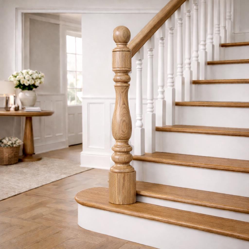 Custom Turned Wooden Newel Post – Round Solid Newels for Stair - Etsy