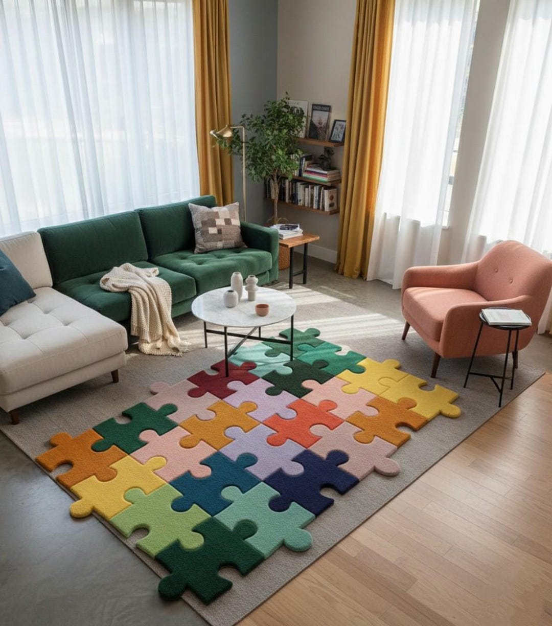 Modern Puzzle Rug Hand Tufted Puzzle Rug | Colorful Modern Area Rug - Etsy