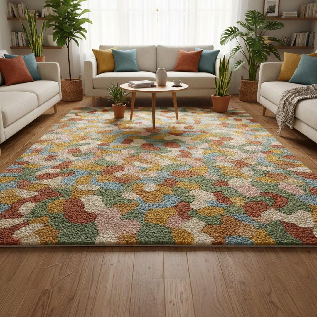 Hand Tufted Abstract Pastel Rug | Modern Living Room Area Rug for Cozy ...