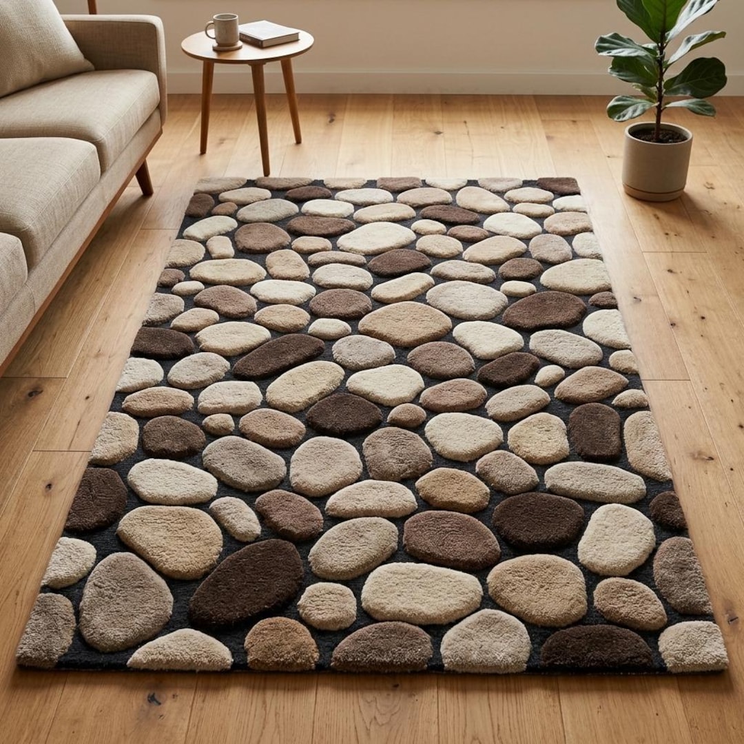 Pebble Stone Pattern Rug – Hand Tufted Modern Area Rug - Etsy