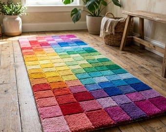 Rainbow Runner Rug – Colorful Hand Tufted Area Carpet