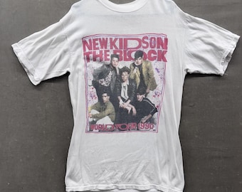 Vintage New Kids On The Block Shirt Mens Free Size 1990 World Tour Band 90s
