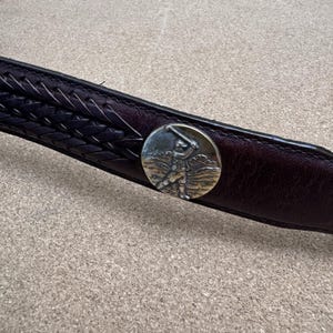 ONYX by Brighton 1998 Belt Brown Leather Golfer Conchos Men's Size 32 11507 image 8