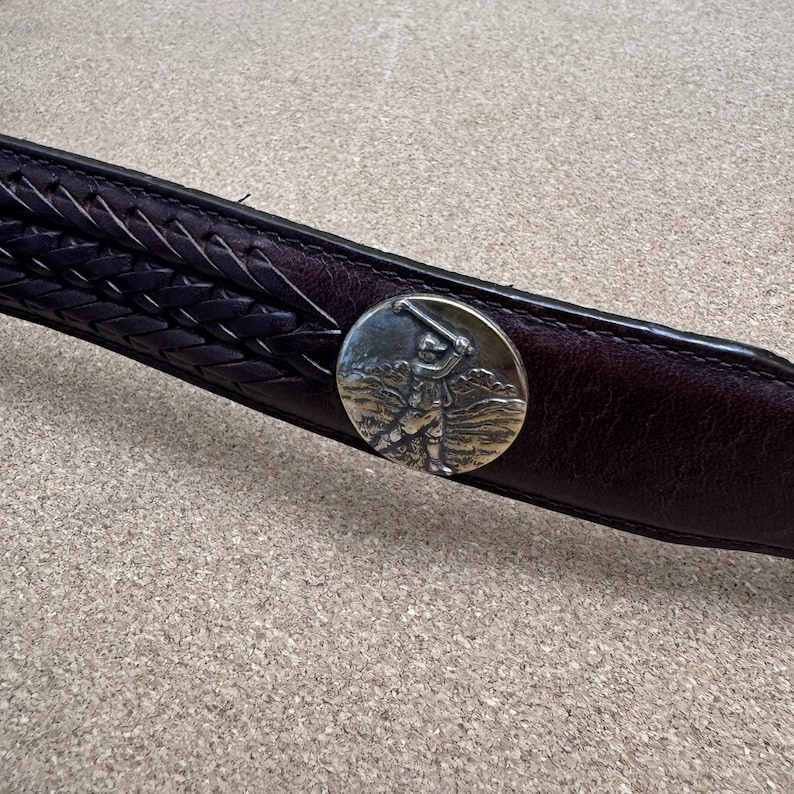 ONYX by Brighton 1998 Belt Brown Leather Golfer Conchos Men's Size 32 11507 image 8