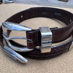 ONYX by Brighton 1998 Belt Brown Leather Golfer Conchos Men's Size 32 11507 image 3