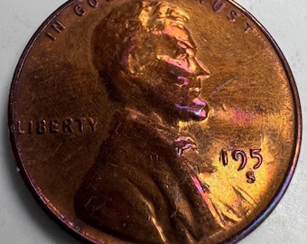 195X-S Lincoln Wheat Cent Penny, Grease Error