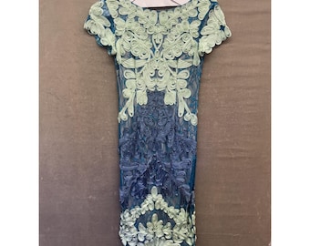 JS Collections Dress Womens 2 Lace Sheath Embroidered Overlay Party Cocktail For