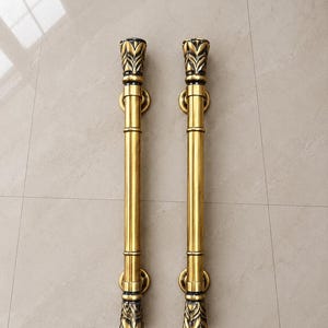 Antique Brass Ornate Door Pull – Solid Entrance Double Handle (50 cm)