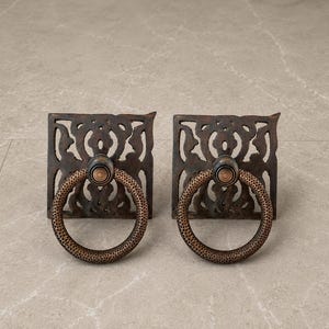 Vintage Brass Ring Pull Drawer Handle, Antique Cabinet Hardware, Rustic Furniture Pull, Farmhouse Decor