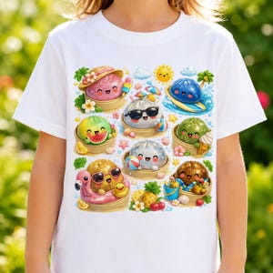 Kawaii zomerknoedel png, schattige chibi knoedels strandvakantie sublimatie, knoedel squishy ontwerp