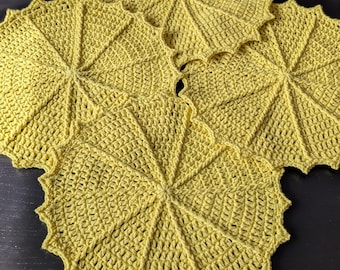 Set of 4 Crochet Sunshine Placemats | Handmade Sun Table Decor, Spring Summer Dining Mat