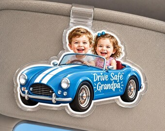 Custom Dad Car Visor Clip, Personalized Fathers Day Gift for Dad, Baby Face Drive Safe Daddy Visors, Fathers Day Gift, Custom Kids Face