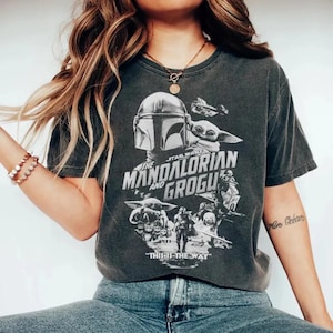 Comfort Colors® StarWars The Mandalorian And Grogu Poster Shirt, Bounty Hunter Shirt, 90s Style image 1