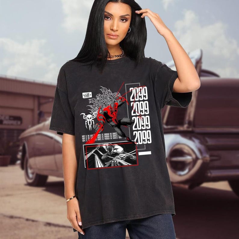 Camiseta Comfort Colors Spider Verse Spiderman 2099, Camiseta Across Spider Verse Spiderman, Camiseta para fans de Spiderman de los cómics, Regalo de Spiderman para él imagen 4