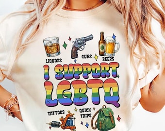Camiseta "Apoyo a la comunidad LGBTQ+" con colores que invitan a la comodidad, camiseta del Mes del Orgullo, camiseta de justicia social, regalo de apoyo a la comunidad LGBTQ+, camiseta de regalo con meme divertido.