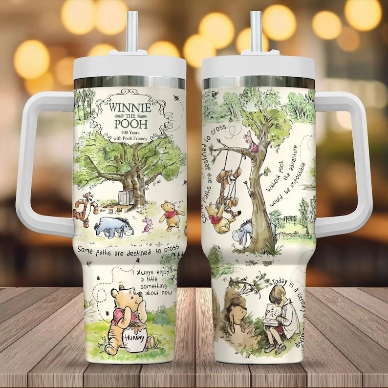 Winnie the Pooh 40oz Stanley Tumbler, Classic Pooh Stanley Tumbler 40oz, Birthday gift tumbler Bild 1