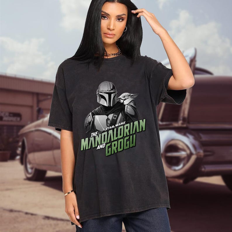 Star War Mandalorian Comfort Colors Shirt, Grogu Helmet Star War Shirt, Star War Fan Gift Shirt, Disneyland Shirt, Disneyland Star War Shirt image 3