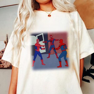 Comfort Colors Spider-Man Pointing at Spider-Man Shirt, Funny Meme Three Spider Man Graphic Tee, Viral Spiderman Joke Unisex Gift Shirt image 3
