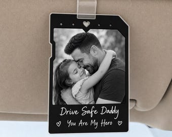 Personalized Father's Day Gift for Him, Dad Gifts Custom Photo Car Visor Clip With Kids Face, Unique Gift for Dad from Son or Daughter