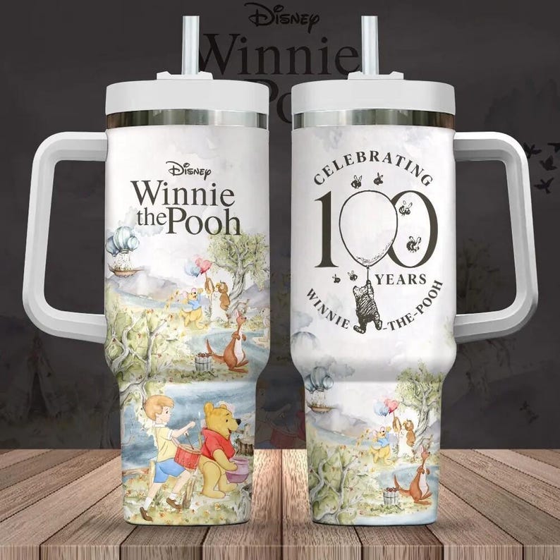 Winnie the Pooh 100th Anniversary 40oz Stanley Tumbler, Classic Pooh Stanley Tumbler 40oz, Birthday gift tumbler image 1