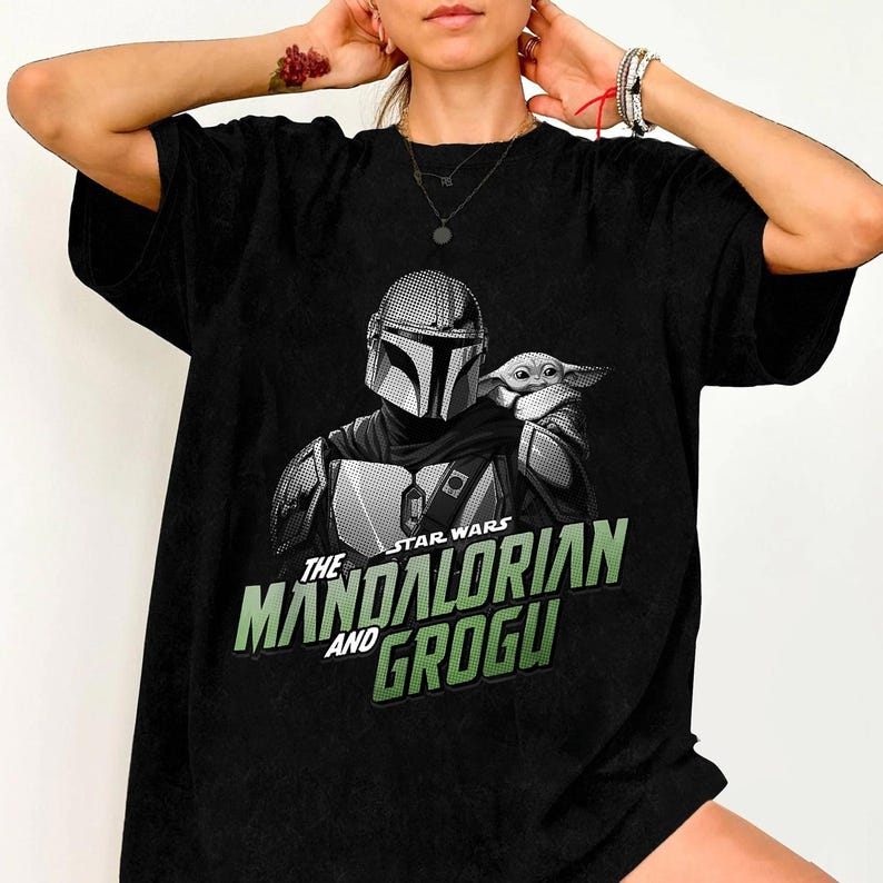 Star War Mandalorian Comfort Colors Shirt, Grogu Helmet Star War Shirt, Star War Fan Gift Shirt, Disneyland Shirt, Disneyland Star War Shirt image 2