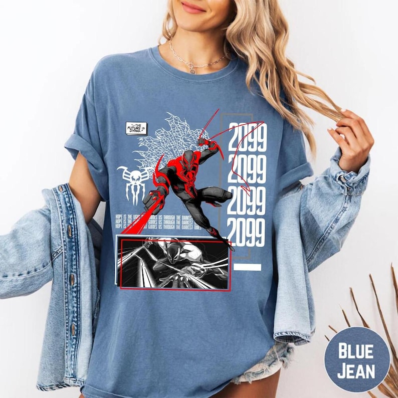 Camiseta Comfort Colors Spider Verse Spiderman 2099, Camiseta Across Spider Verse Spiderman, Camiseta para fans de Spiderman de los cómics, Regalo de Spiderman para él imagen 3