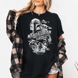 Comfort Colors® StarWars The Mandalorian And Grogu Poster Shirt, Bounty Hunter Shirt, 90s Style image 3