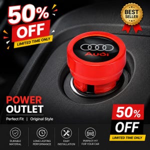 Tapa metálica para encendedor de coche para Audi A3, A4, A5, A6, A7, A8, Q3, Q5, Q7 TT. Tapa de enchufe de 12 V a prueba de polvo, accesorio interior para coche.