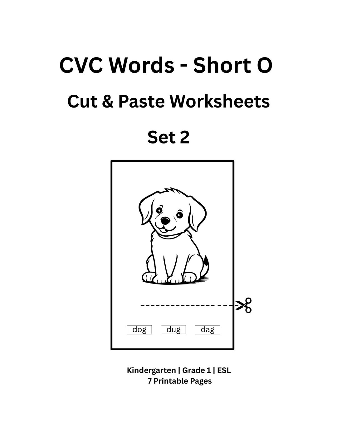 Short O CVC Words Cut & Paste Worksheets | Phonics Practice Printable ...