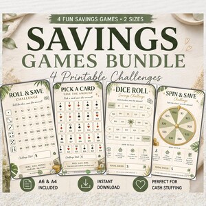 Sparspiel Bundle, Würfeln, Drehen, Sparen, Karte wählen, Würfeln, Spin, Sparen, Budget Challenge PDF Digital Download A4 A6 Instant Download