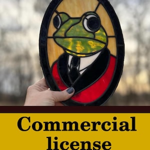 Stained Glass Mr. Frog pattern/template for instant digital download -png-pdf-svg-jpg