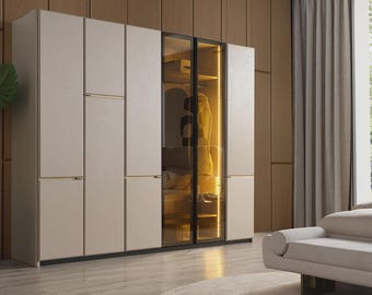 Armadio Zelmira Extra Tall a 6 ante / Armadio moderno da pavimento a soffitto da 265 cm