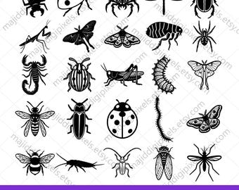 Insect SVG Bundle, Bug SVG Files, Beetle SVG, Ladybug Svg, Dragonfly Svg, Butterfly Svg, Scorpion Clipart, Cricut Cut Files, Png Eps Dxf