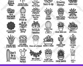 Succulent SVG Bundle, Funny Plant SVG, Cactus Svg, Plant Lady SVG, Succulent Quotes Svg, Cricut Cut Files, Png Eps Dxf, Instant Download