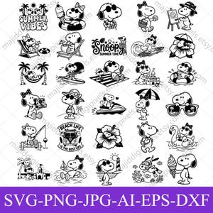 Svg Snoopy on the Beach - Etsy