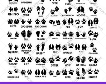 Animal Tracks SVG: 49 Animals Footprint SVG Bundle, Footprints Svg, Wild Animal Paw Svg, Animal Tracks Cut Files svg png Silhouette, Cricut