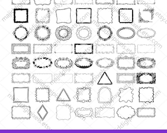 Whimsical Frames SVG Bundle, Hand Drawn Wavy Borders, Decorative Frames, Wedding Invitation Frames, PNG SVG Cricut Files, Digital Download