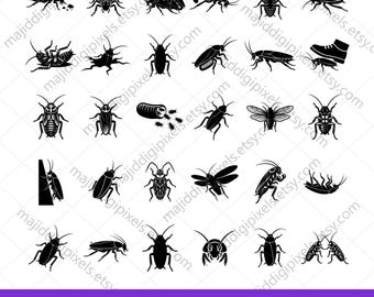 Cockroach SVG Bundle, Roach SVG Files, Dead Cockroach SVG, Insect Clipart, Pest Control Svg, Cricut Cut Files, Png Eps Dxf, Instant Download
