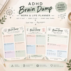 ADHD Brain Dump Planner Bundle,Work & Life Organizer ,A4/US Letter PDF