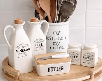 Japanse keramische olie-azijn Sojasaus Zoutpeperdispenserset – 4 kruidenpotten