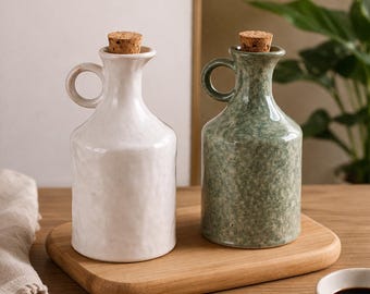 Handgemaakte keramische oliefles: 400 ml keukenkruidenvoorraadpot