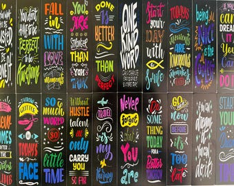 Motivational Quote Bookmarks Black Retro Graffiti Reading Markers Inspirational Gift for Students Teachers Classroom Rewards